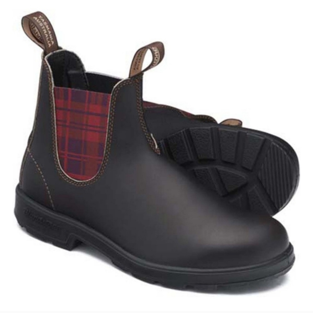 Blundstone Original 500 Chelsea Boot - Men's 8.5 - brown burgundy buffalo check